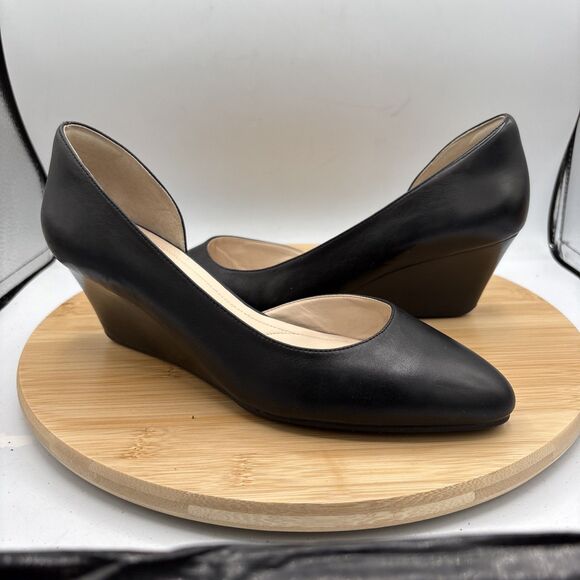 Cole Haan Edith D'Orsay Wedge Pumps Women Size 9B Black Closed Toe Heels - Picture 1 of 11